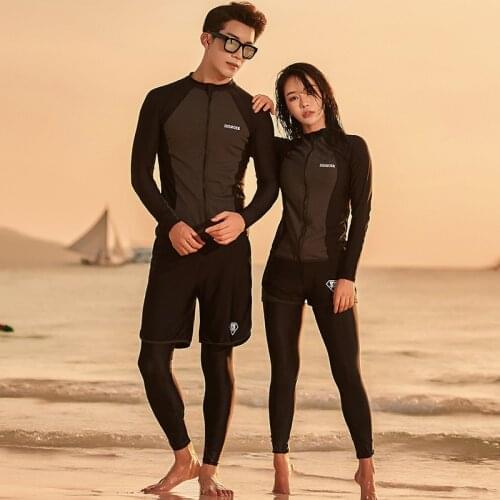 Aitonoble 2021 New Swimwear Men and Women Rash Guard Men 3 Pieces Swimsuit Adult Surf Suit Women 5 Pieces Beachwear
