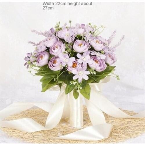 New Beautiful Purple Wedding Bouquet All Bridal Flower Wedding Bouquets Artificial Pearls Flower Rose Ramos De Novia