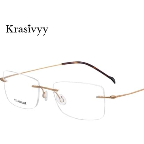 Krasivyy Screwless Glasses Frame Men Brand Designer Ultralight Optical Prescription Eyeglasses B Titanium Square Rimless Eyewear