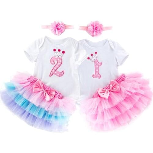 1 2 Year Baby Girl Dress Princess Girls Tutu Dress Toddler Kids Clothes Baby Baptism 1st First Birthday Outfits Infantil Vestido