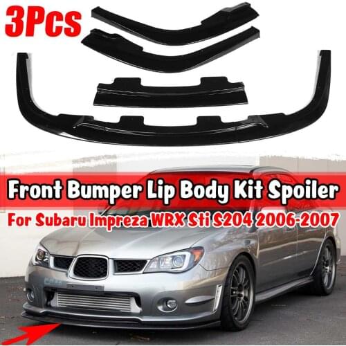 3pcs Car Front Bumper Splitter Lip Spoiler Splitter Deflector Lips Cover Trim Body Kit For Subaru Impreza WRX Sti S204 2006-2007