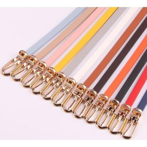 Fashion PU Leather Belt Multi-Color Jeans Trousers Belt for Women Dress Sweater Decorative Thin Belts Pin Buckle Waist Straps