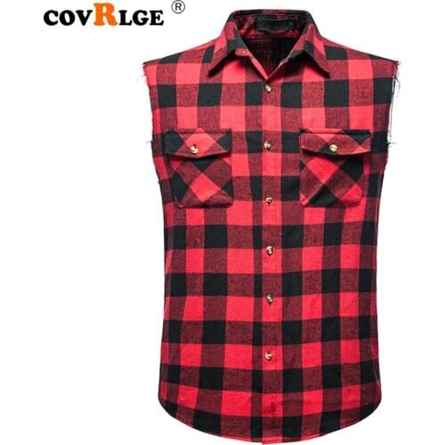 ERIDANUS Summer Striped Plaid Shirt Sleeveless Frayed Oversized Vest Comfortable Loose Shirt Streetwear Male Tank Top MTS599