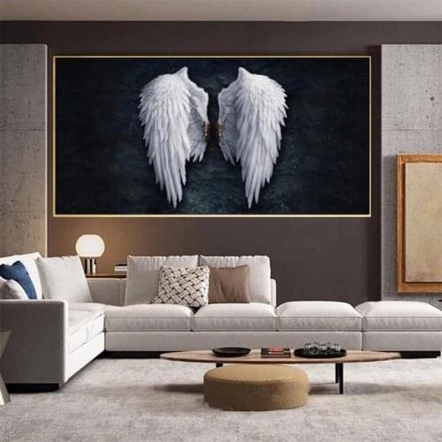 Scandinavian Abstract Picture Art Canvas Painting Nude Wing Angel with Black Wings Fire Angel Poster Wall Living Room Home Decor