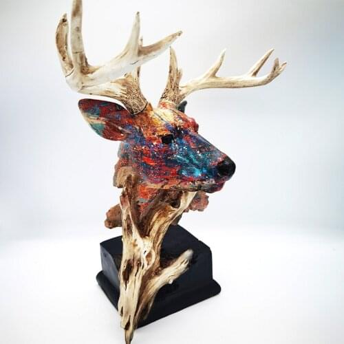 Nordic simulation deer head camouflage decoration resin large decoration living room office housewarming gift decoration decorat
