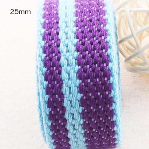 25mm Multicolored Cotton Webbing Bag Purse Straps Striped Ribbon Twill White Totes Belts Bag Handle 1" Webbing