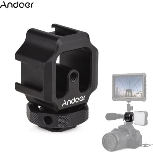 Triple Cold Shoe Mount Adapter Bracket Aluminum Alloy Cold Shoe Mount Extension for DSLR ILDC Camera Video Light Microphone