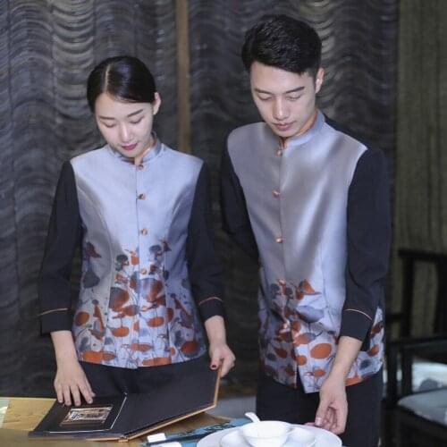 Hotel Uniform Restaurant Kichen Work Overalls Women Long Sleeve Autumn Chinese Restaurant Waiter Uniform Cafe Waitress Uniform