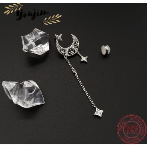 New style zircon star and moon earrings women luxury fashion Monaco exquisite 925 silver jewelry gift
