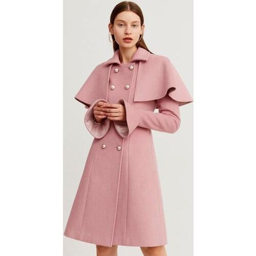 Woolen Coat Women Autumn 2021 New Winter Woolen Jacket Women Clothing Long Slim Thick Warm Coats Female Jackets Pink