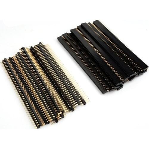 10pcs 2.54mm Connector Male Female Set 40 Pin 1x40 Single Row 2.54 Breakable PCB Connector Strip Pin Header