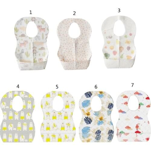 10Pcs Disposable Baby Bibs Adjustable Weaning Bibs for Travelling Cute Baby Clothing Protector for Baby Boys and Girls
