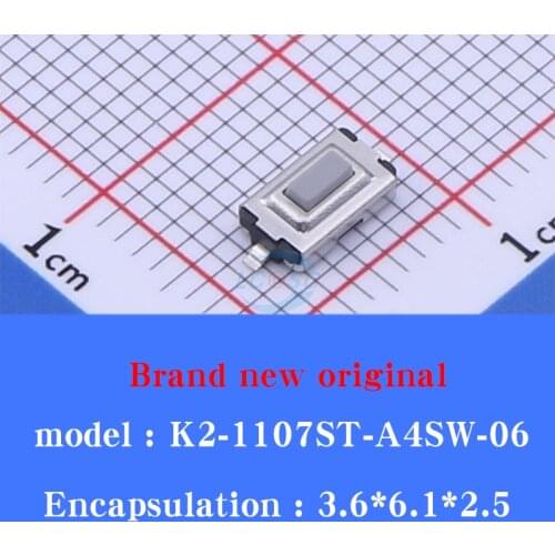 10/pcs Lot K2-1107ST-A4SW-06 Brand new original Gray head SMD 3.6*6.1*2.5 key touch