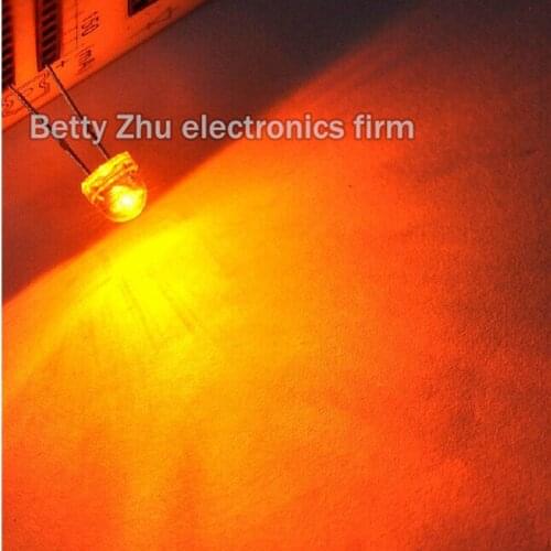 100PCS/LOT LED light-emitting diode light orange Straw hat 5MM transparent shell water clear