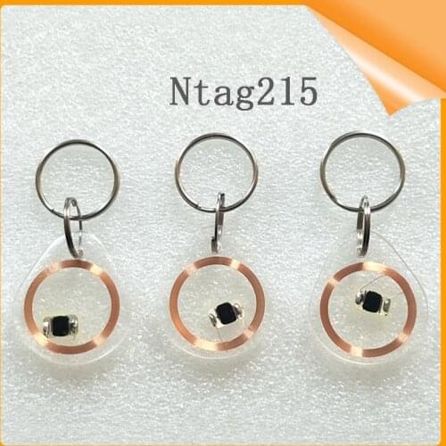 1000pcs/lot) NFC 215 Tags key fob NFC215 Token RFID Card 13.56MHz Keychain for All NFC Mobile Phone TagMo Switch