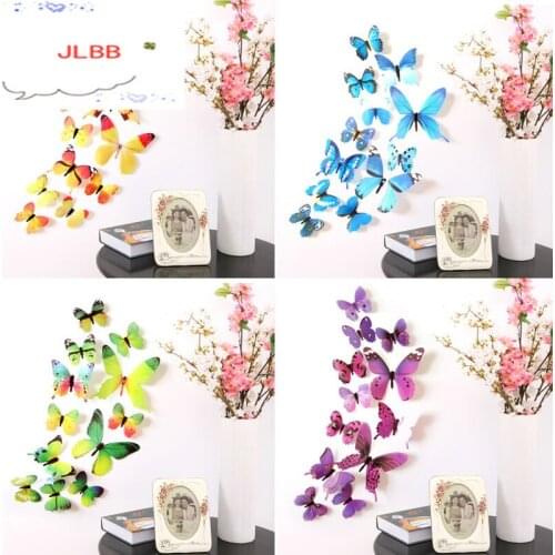 12Pcs Butterflies Wall Sticker Decals Stickers on the wall New Year Home Decorations 3D Butterfly PVC Wallpaper for living room