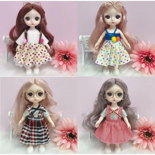 16cm OB11 BJD Doll With Clothes Artist Figure Action Art doll figures With short hair Straight hair long curly hair Cute Dolls