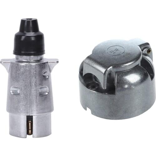 2 Pcs 7-Pin Trailer Plug Heavy Duty Round Pin 7-Pole Wiring Connector 12V Towbar Towing Caravan Truck Plug N Type Trailer End