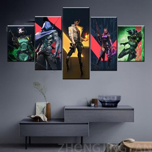 5 Panel The Game Poster Decoration Painting of valorant on HD Canvas Canvas Painting Art Posters and Prints Cuadros Decor