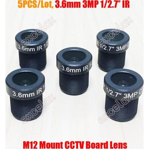 5PCS/Lot 3MP 1/2.7" 3.6mm CCTV Fixed Iris IR Board Lens M12 MTV Mount Interface for 720P 1080P Video Analog IP Camera Assembly