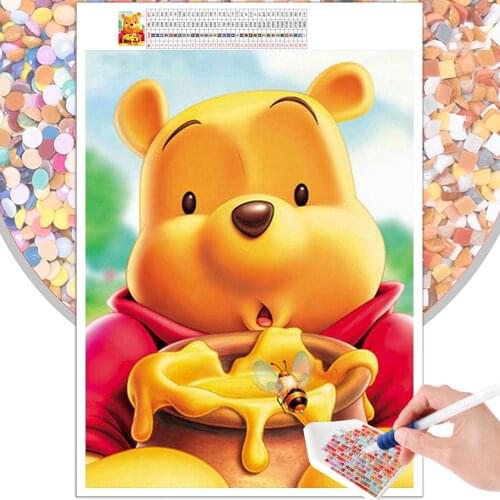 5D DIY Diamond Painting Bear Mosaic Cartoon Honey Full Round Square Rhinestone Embroidery Cross Stitch Picture Art Gift Home