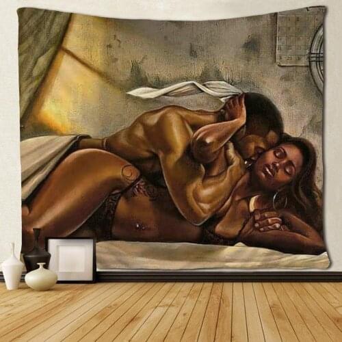 African American Couple Lover Make Love Tapestries Unique Art Black Art Custom