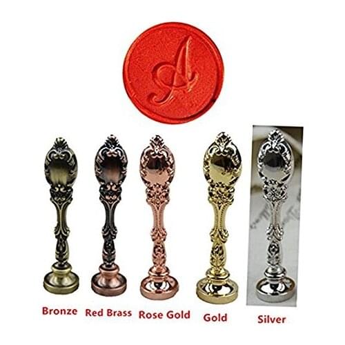 Alphabet Initial A Silver Luxury Wedding Invitation Wax Seal Stamp Peacock Metal Handle Set
