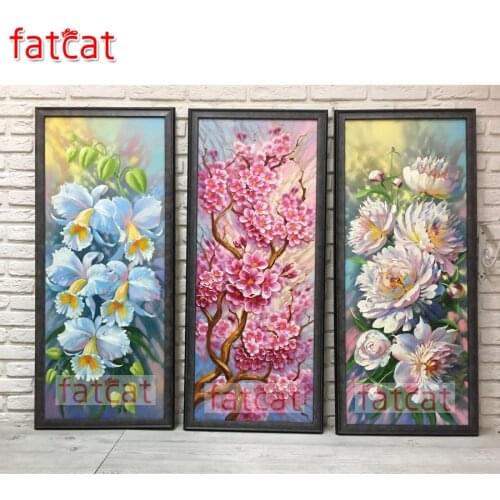 FATCAT Abstract White pink flower Large Diy Diamond Painting Full square round drill 5d Diamond Embroidery Mosaic Decor AE2242