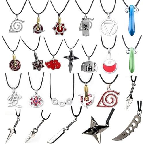 Anime Naruto Necklace Action Figures Accessories Kunai Zumaki Shuriken Kakashi Cosplay Metal Alloy Pendant Jewelry Kids Toy Gift