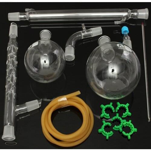 1000ml Vacuum Distillation Apparatus Laboratory Extract Glassware Kit Chemistry Lab Glass Distillation Apparatus 24/29 Joint