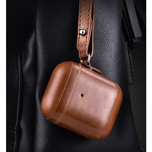 Genuine Leather Case For AirPods Luxury Classic Real Cowhide Strap Protective Cover for AirPods 1 2 Bluetooth Earphone Cases