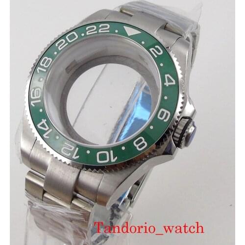 Watch Case 43mm Bliger Men Sapphire Glass Rotating Bezel Ceramic Insert Oyster Bracelet For NH35 NH36 MIYOTA 8215 ETA 2836 DG