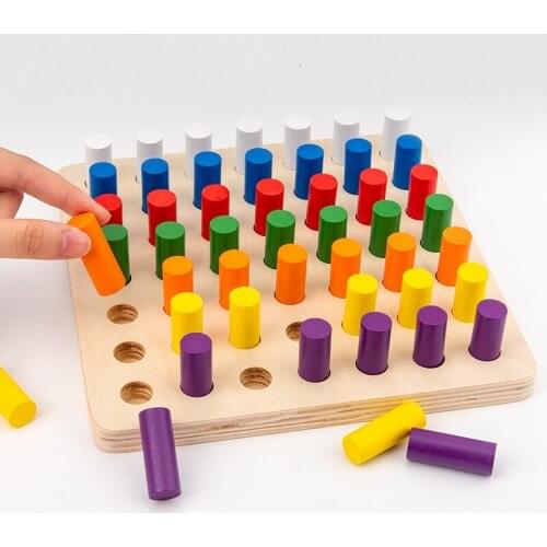 Montessori Wooden Match Stick Toys Kids Colorful Sticks Block Board Game Teaching Aids Color Cognition Ability Toys For Kids