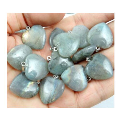 Groothandel Diverse 20mm natuurlijke labradoriet steen lapis Opaal tijgeroog mixed charms hart hangers voor sieraden maken 24pcs