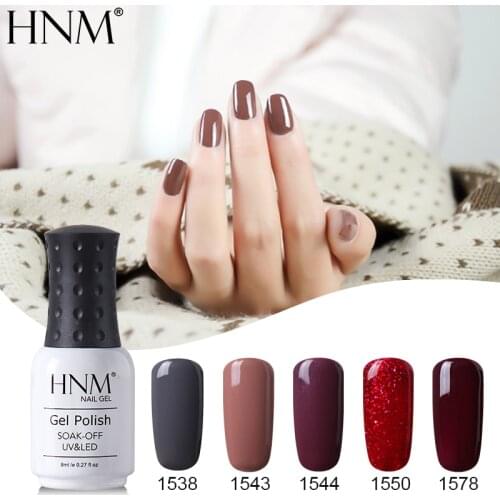 HNM 8ML Pure Color New UV Gel Nail Polish Soak Off Lucky Lacquer Primer Stamping Hybrid Varnish Nail Gel Enamel Painting Gellak