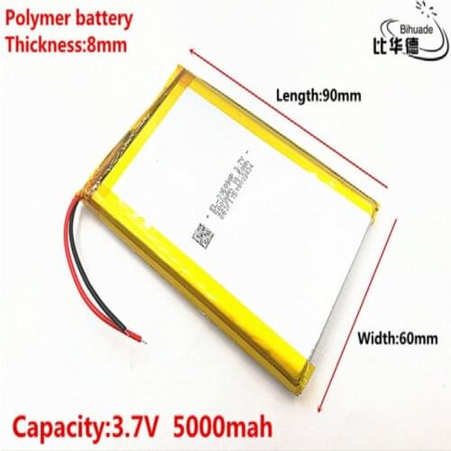 Good Qulity 3.7V,5000mAH,806090 Polymer lithium ion / Li-ion battery for TOY,POWER BANK,GPS,mp3,mp4