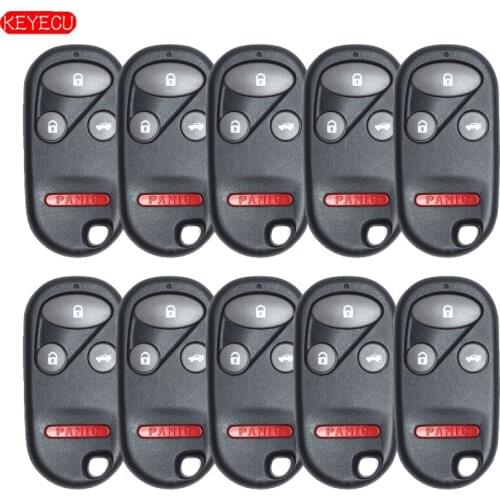 KEYECU 10PCS Auto Car Remote Key Shell Cover 3+1 Buttons for Honda Accord CRV S2000 Civic Odyssey Key Fob Case & Pad