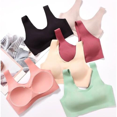 Elifashion Light Air Inner Cup Underwear Integrated Bra One Piece Seamless Bra Black Technology Non-sense Vest Women