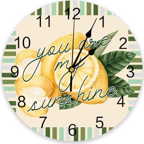 Lemon Summer Text Stripes Wall Clock For Modern Home Decoration Teen Room Living Room Needle Hanging Watch Table Clock