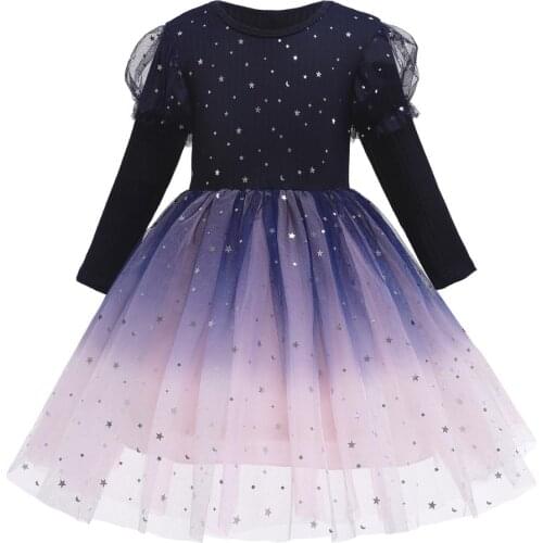 Fashion Christmas Evening Long Sleeve Dress For Girls r Wedding Dress Childrens Birthday Party Princess Dress For 3-10 Years Old