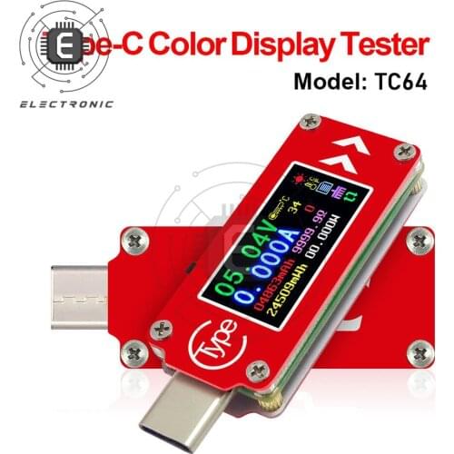 TC64 Color LCD Type-C USB Multi-Function Tester Current And Voltage Meter Ammeter and voltmeter Battery Charger Power Bank USB