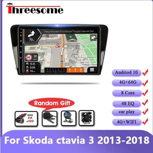 10" Android 10 Car Radio Multimedia Player For Skoda ctavia 3 2013-2018 RDS DSP GPS Navigation 48EQ 4G Net Stereo with Frame