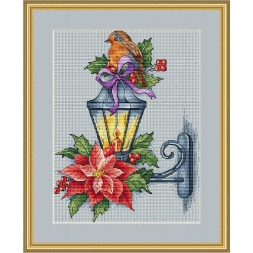 DD Counted Cross Stitch Kit Fan blowing a fan Handmade Needlework For Embroidery 14ct Cross Stitch Wall lamp and bird