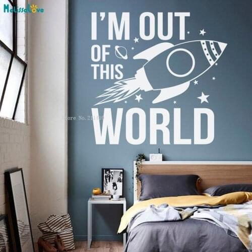 Outer Space Wall Decals Space Rocket Pattern For Kids Boy Room Decor Vinyl Nursery DIY Stickers Self-adhesive YT4856