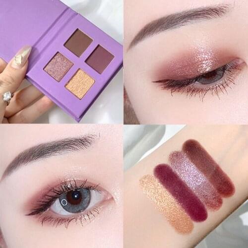 4 Colors Matte Shimmer Eyeshadow Palette Professional Portable Makeup Highlight Shine Brightening Natural Lasting Eyes Cosmetics