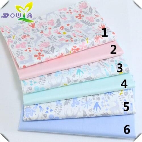 Pastoral small broken flower cloth hand cloth cartoon deer corrugated whole cotton fabric baby pajamas summer cotton cloth