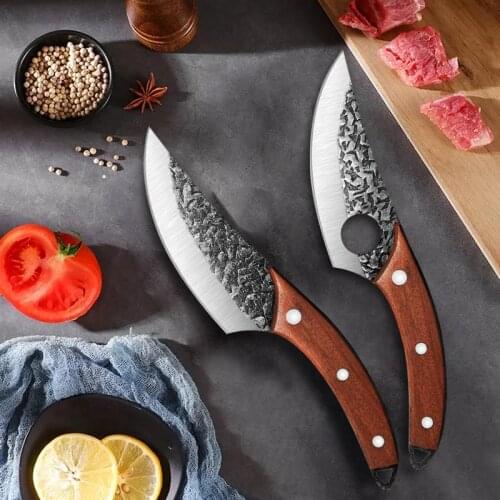 Stainless Steel Chefs Knife Outdoor Hunting Butcher Knife Meat Cleaver Kitchen Knife Boning Knife with Knife Cover