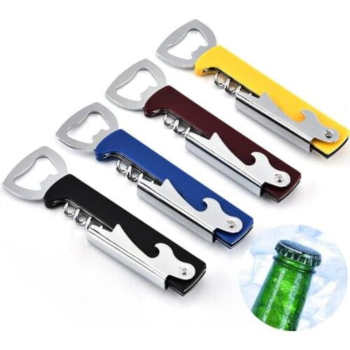 4 Colors Stainless Steel Cork Screw Corkscrew Multifunction Wine Cap Opener Beer Cap Bottle Opener Kitchen Bar Tools Accessories