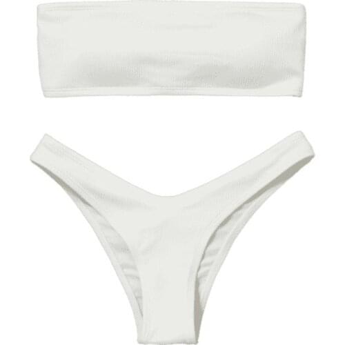 Sexy Brazilian Bandeau Bikini 2021 Mujer Back Tie Up Swimwear Women Swimsuit Two Piece Bikinis Set Femme Bathing Suit Thong