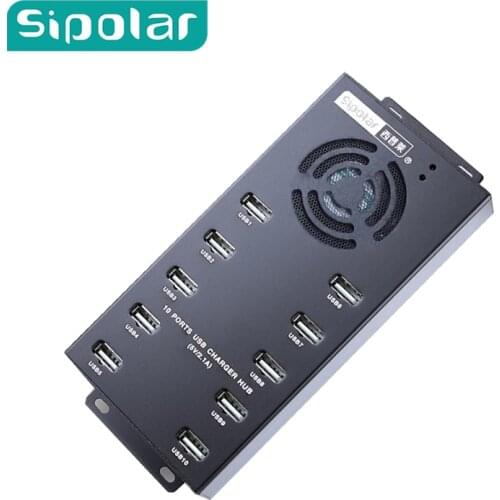 Sipolar a-400 Multi 10 Port USB 2.0 hub charger with 12v 10A powered adapter for data charging and usb miners